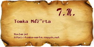 Tomka Márta névjegykártya
